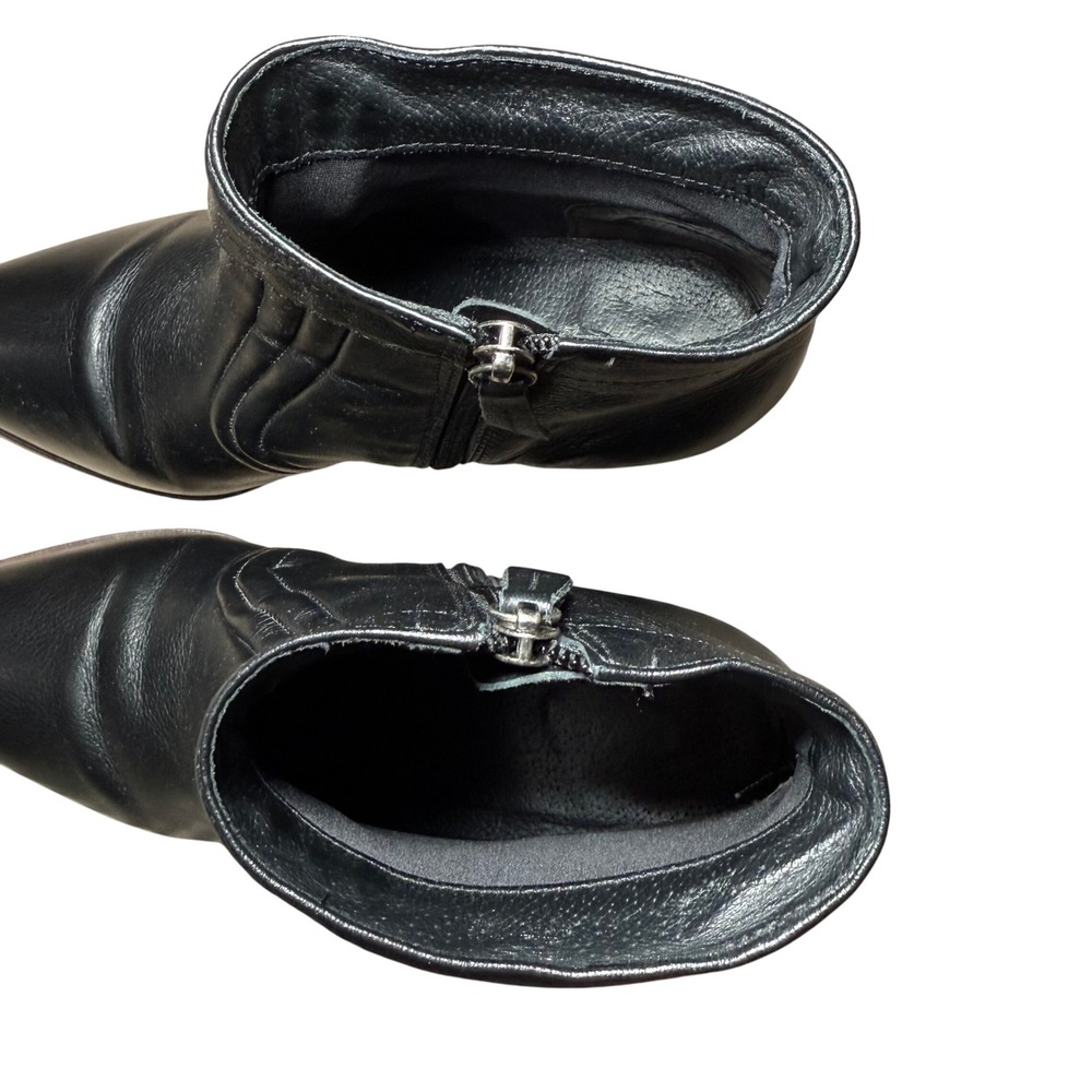 Matisse CeCe Black Leather Ankle Boots Size 8M Pointed Toe Block Heel Western - Picture 6 of 9